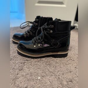 Black Patent Combat Boots